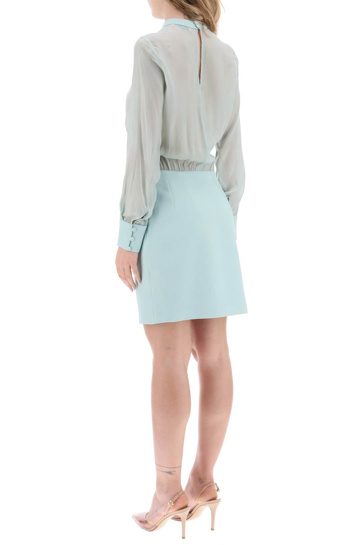 Shop Mvp Wardrobe 'plaza' Long-sleeved Dress In Light Blue