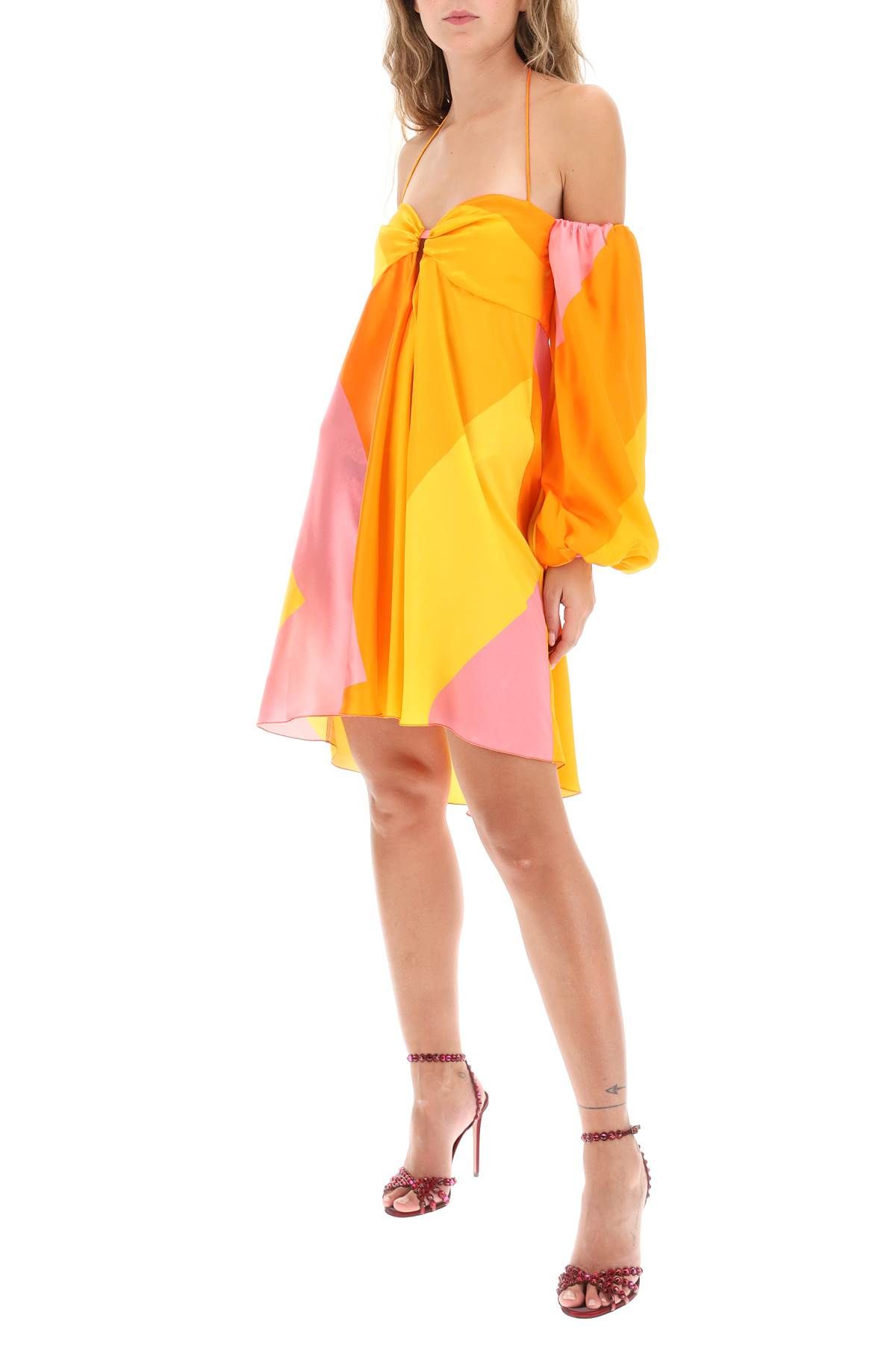 Shop Raquel Diniz Andressa Silk Satin Mini Dress In Orange,pink