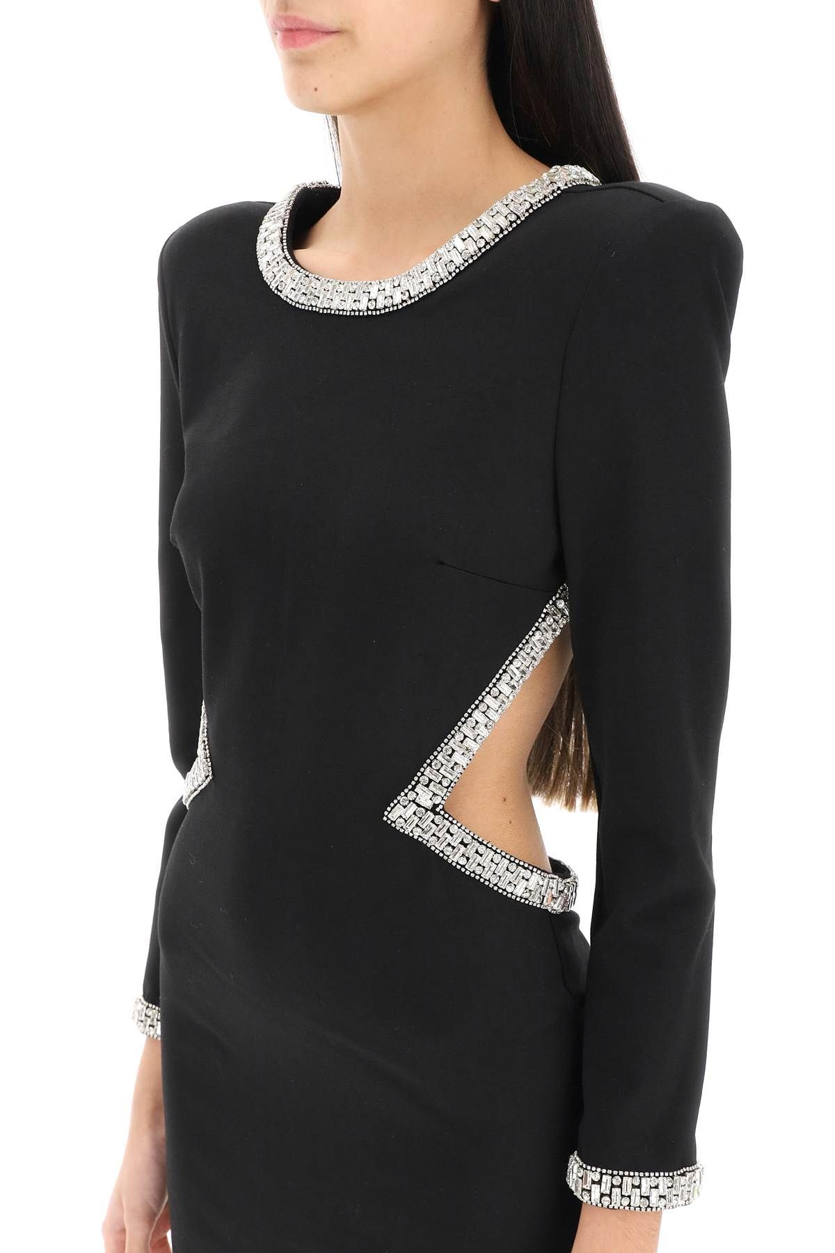 Shop Retroféte 'naomi' Jersey Mini Dress With Crystals In Black