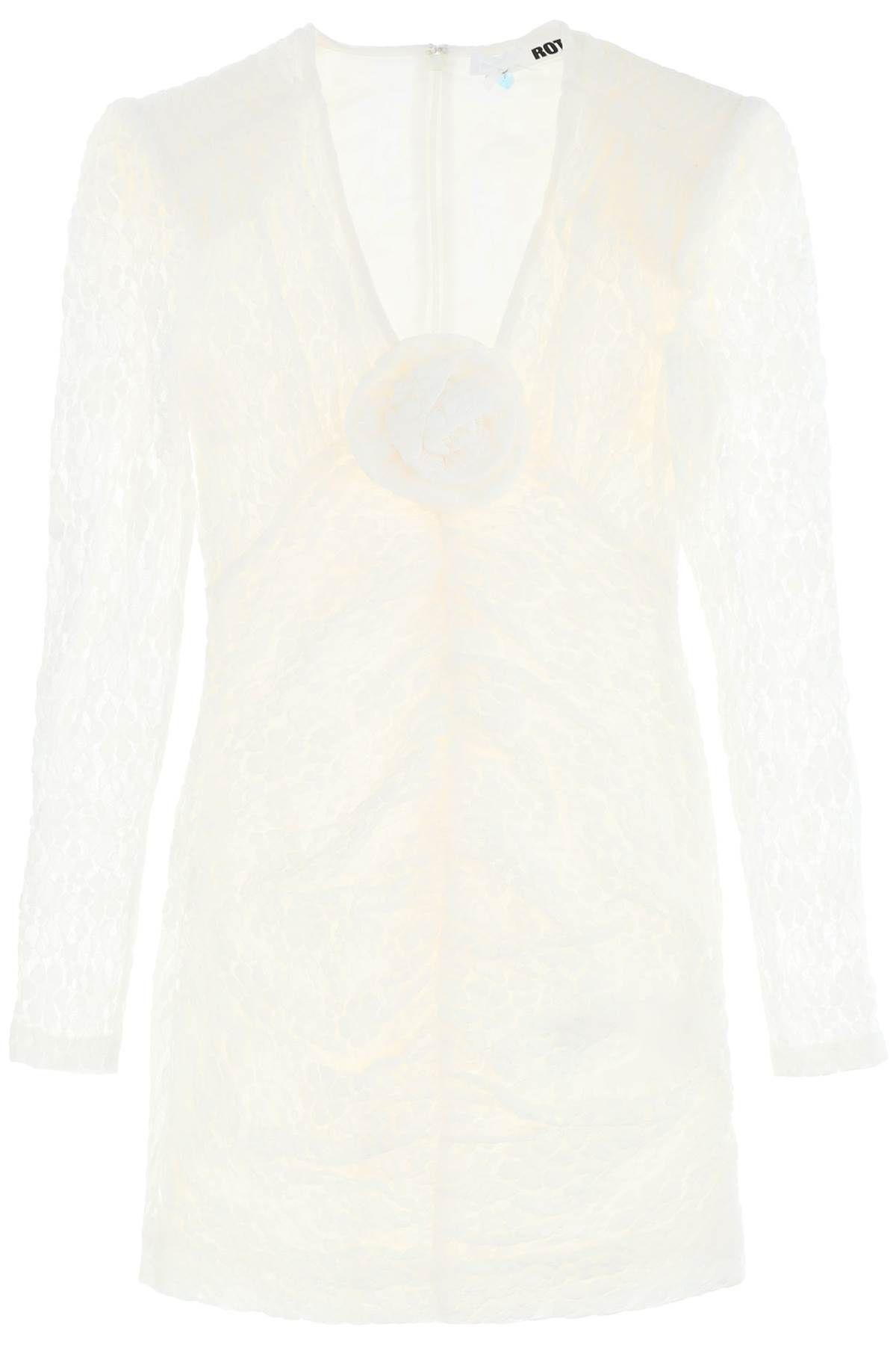 Shop Rotate Birger Christensen Lace Mini Dress With Removable Flower Detail In White