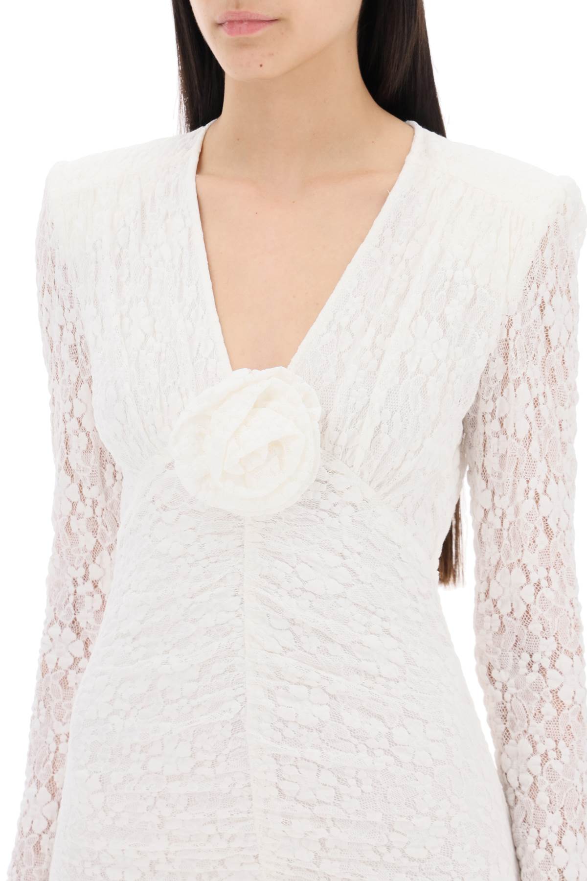 Shop Rotate Birger Christensen Lace Mini Dress With Removable Flower Detail In White