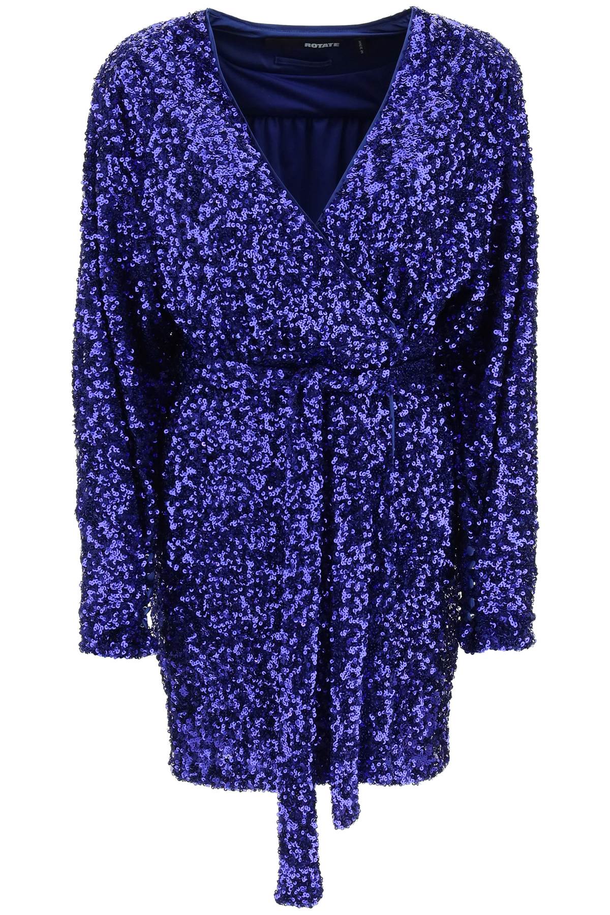 Rotate Birger Christensen Samantha Embellished Wrap Mini Dress In Blue,purple
