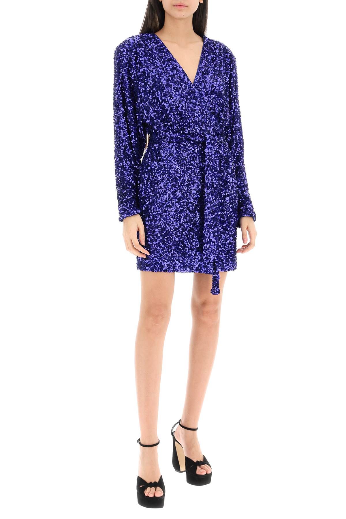 Shop Rotate Birger Christensen 'samantha' Sequined Mini Dress In Blue,purple