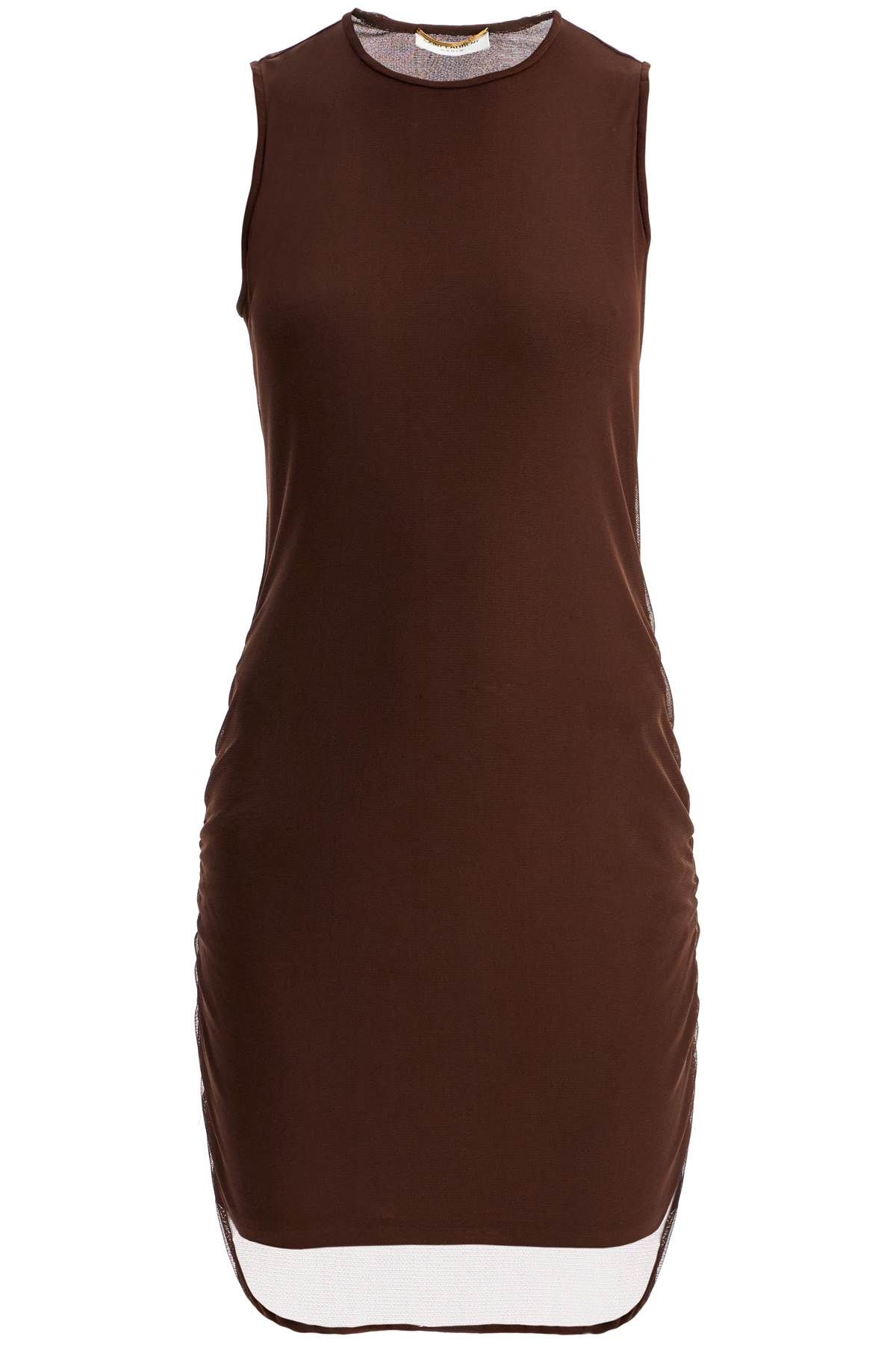 Shop Saint Laurent Sleeveless Mini Dress In In Brown