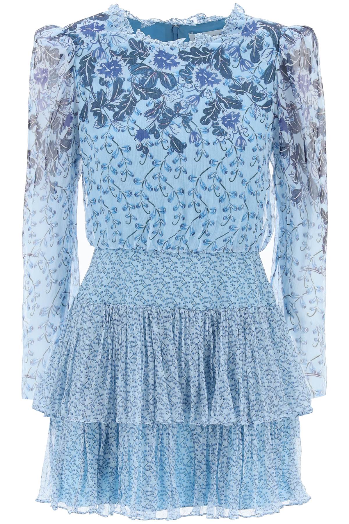 Shop Saloni "mini Chiffon Dress Ava B In In Light Blue