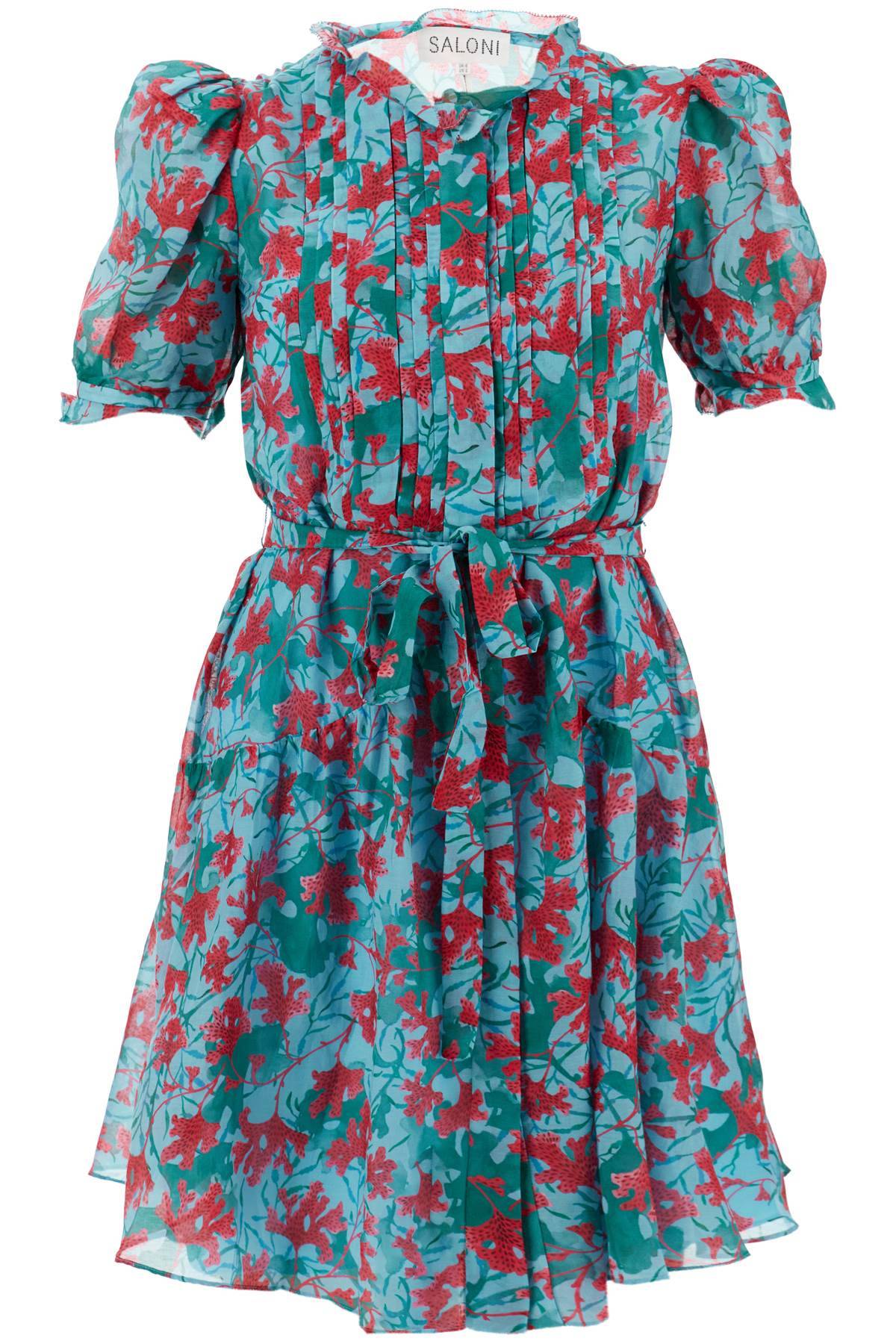 Shop Saloni 'penny' Mini Shirt Dress In Light Blue,fuchsia