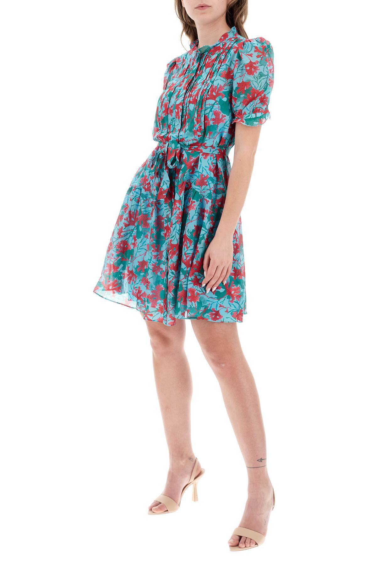 Shop Saloni 'penny' Mini Shirt Dress In Light Blue,fuchsia