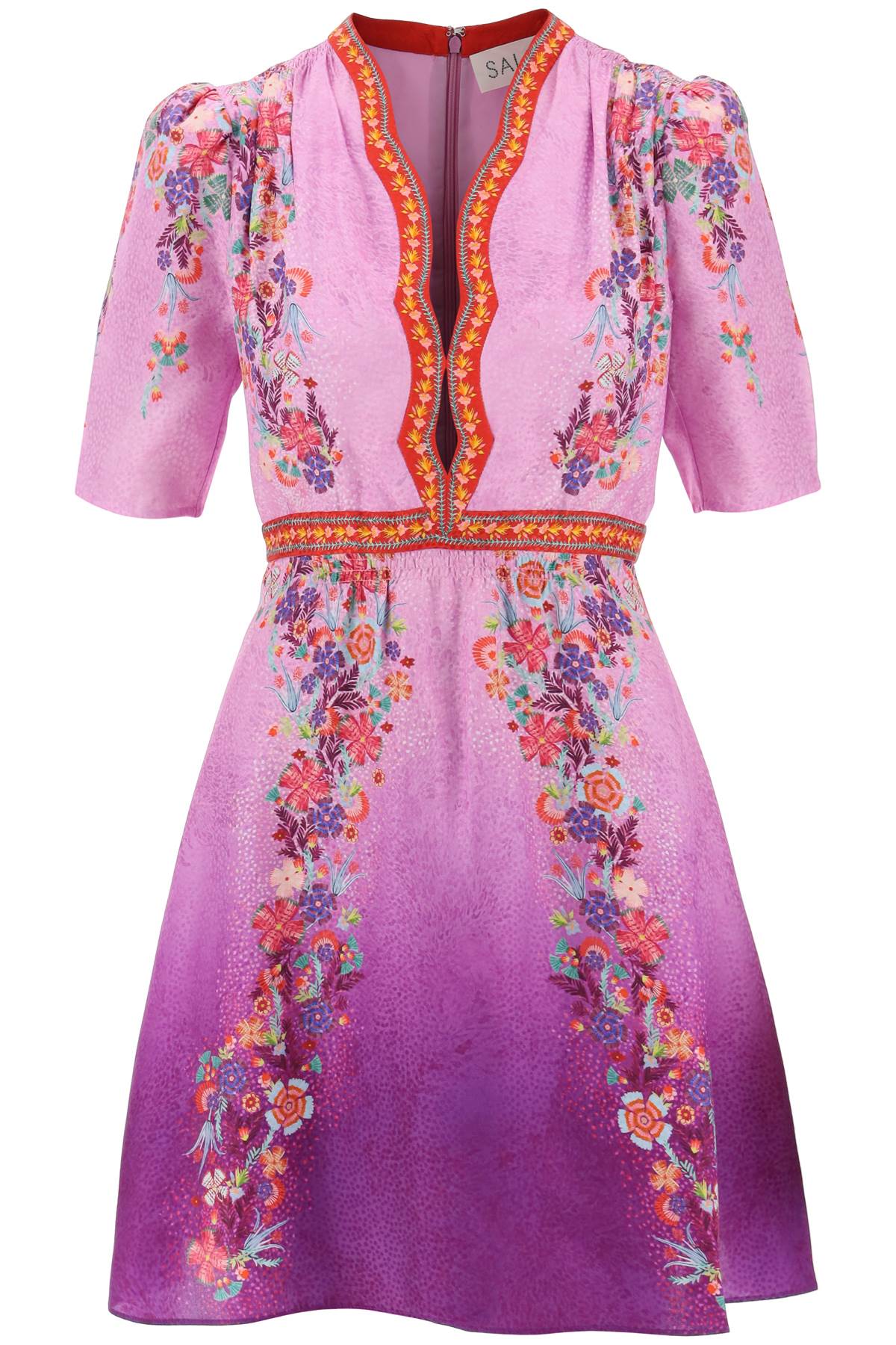 Shop Saloni "silk Mini Dress Tabith In Purple