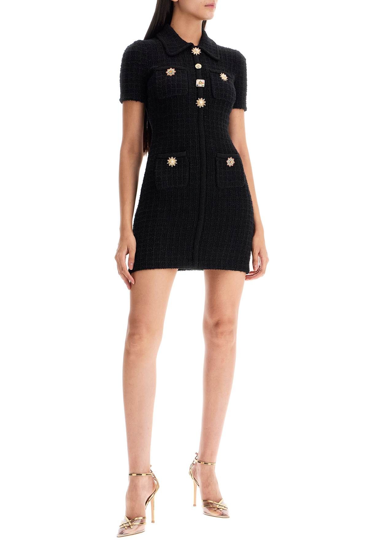 Shop Self-portrait "mini Bouclé Knit Dress In Black