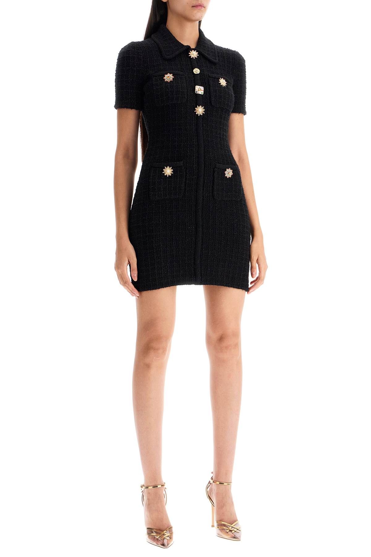 Shop Self-portrait "mini Bouclé Knit Dress In Black