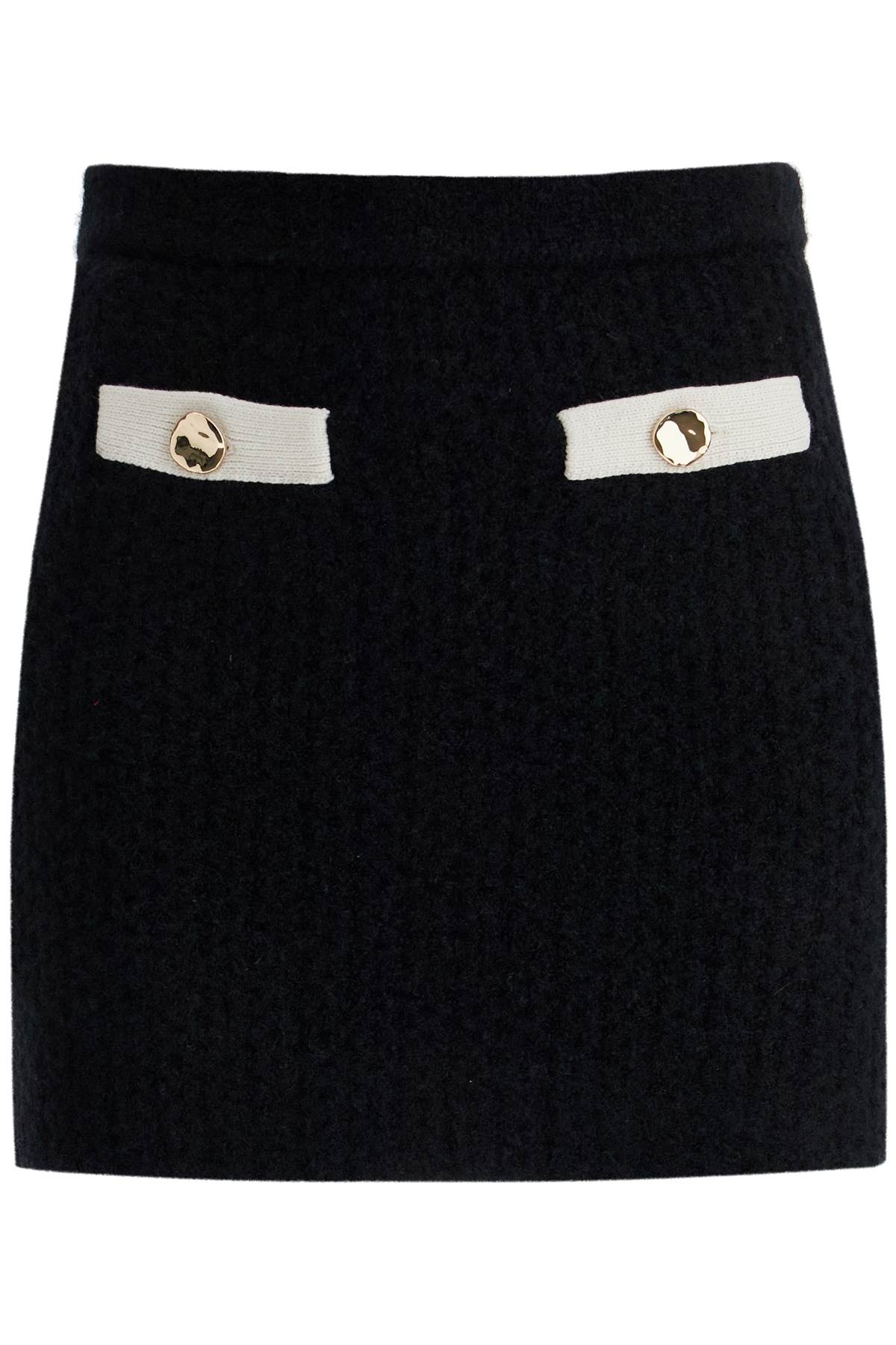 Shop Self-portrait Alpaca Knit Mini Skirt In Black