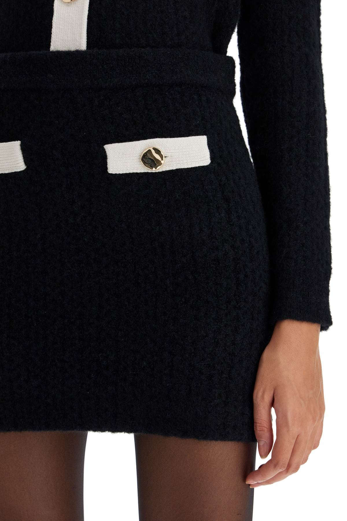 Shop Self-portrait Alpaca Knit Mini Skirt In Black