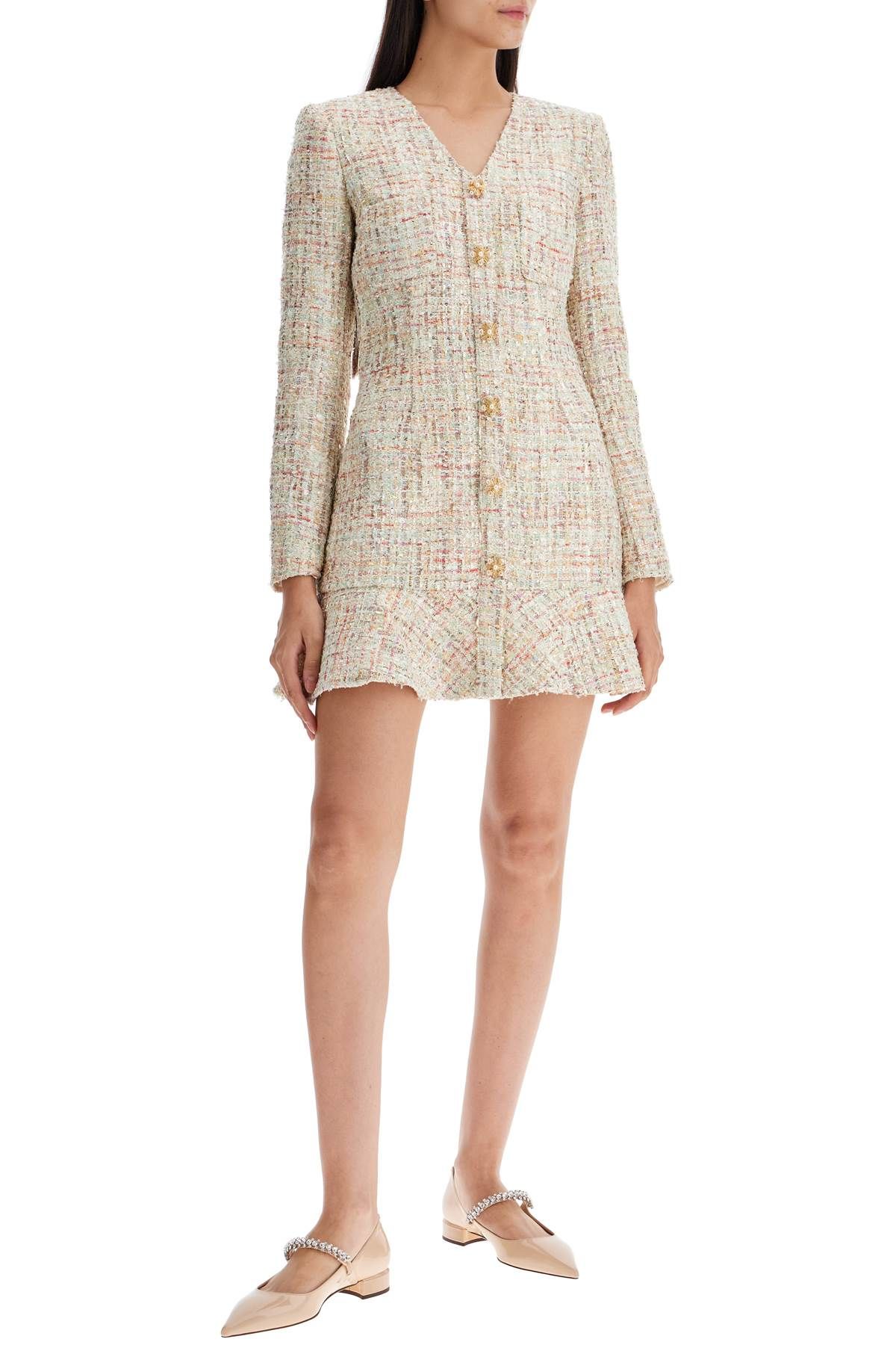 Shop Self-portrait Short Multicolor Tweed Dress