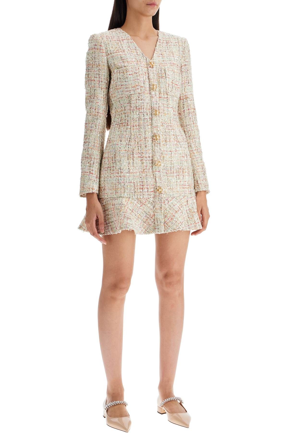 Shop Self-portrait Short Multicolor Tweed Dress