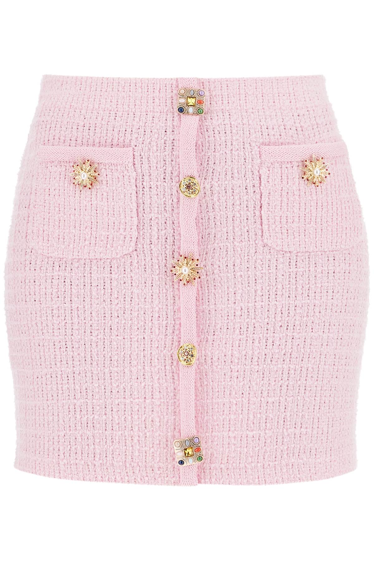 Shop Self-portrait 'knitted Mini Skirt With Jewel Buttons In Pink