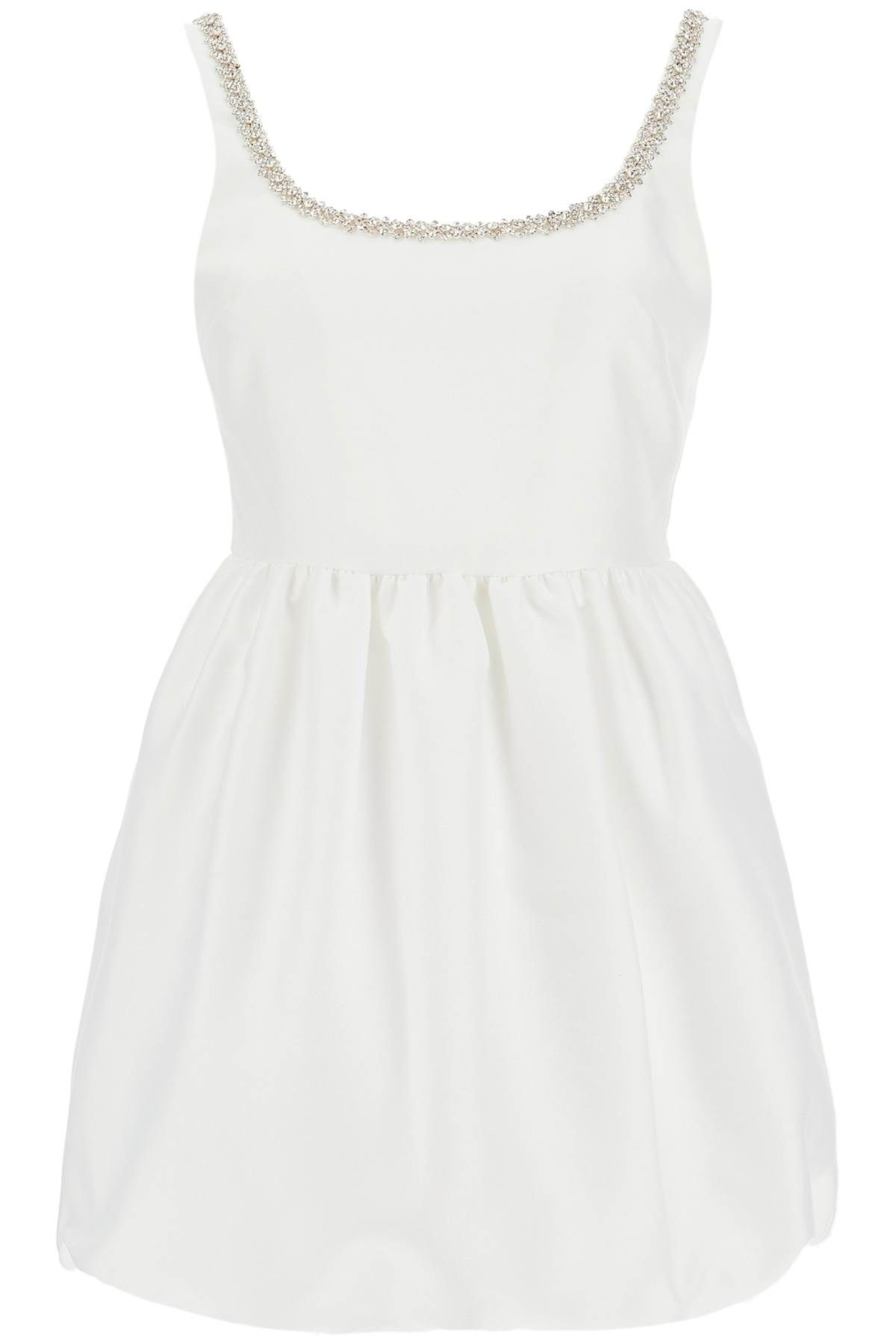 Shop Self-portrait Mini Balloon Dress With Crystals In White