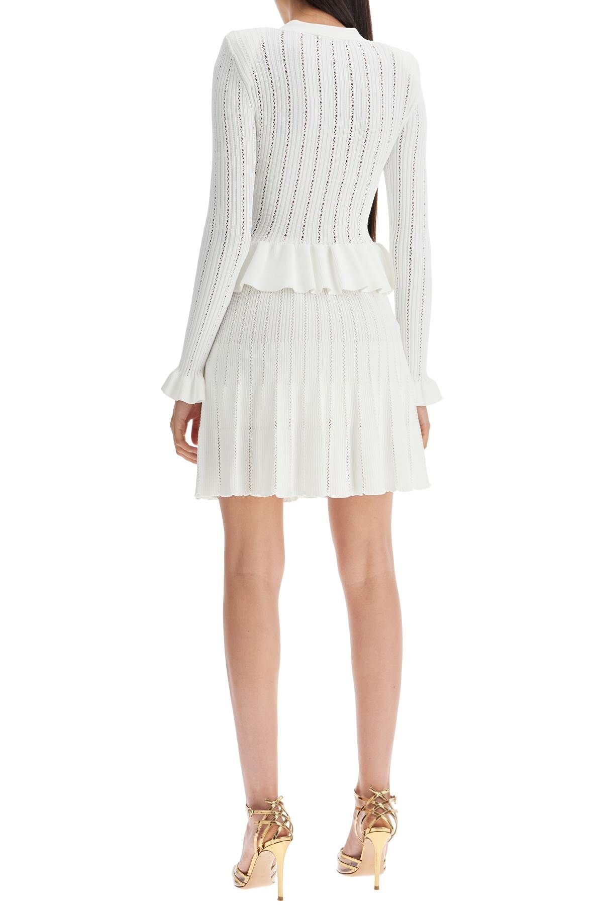 Shop Self-portrait Short Pointelle Knit Dress In White