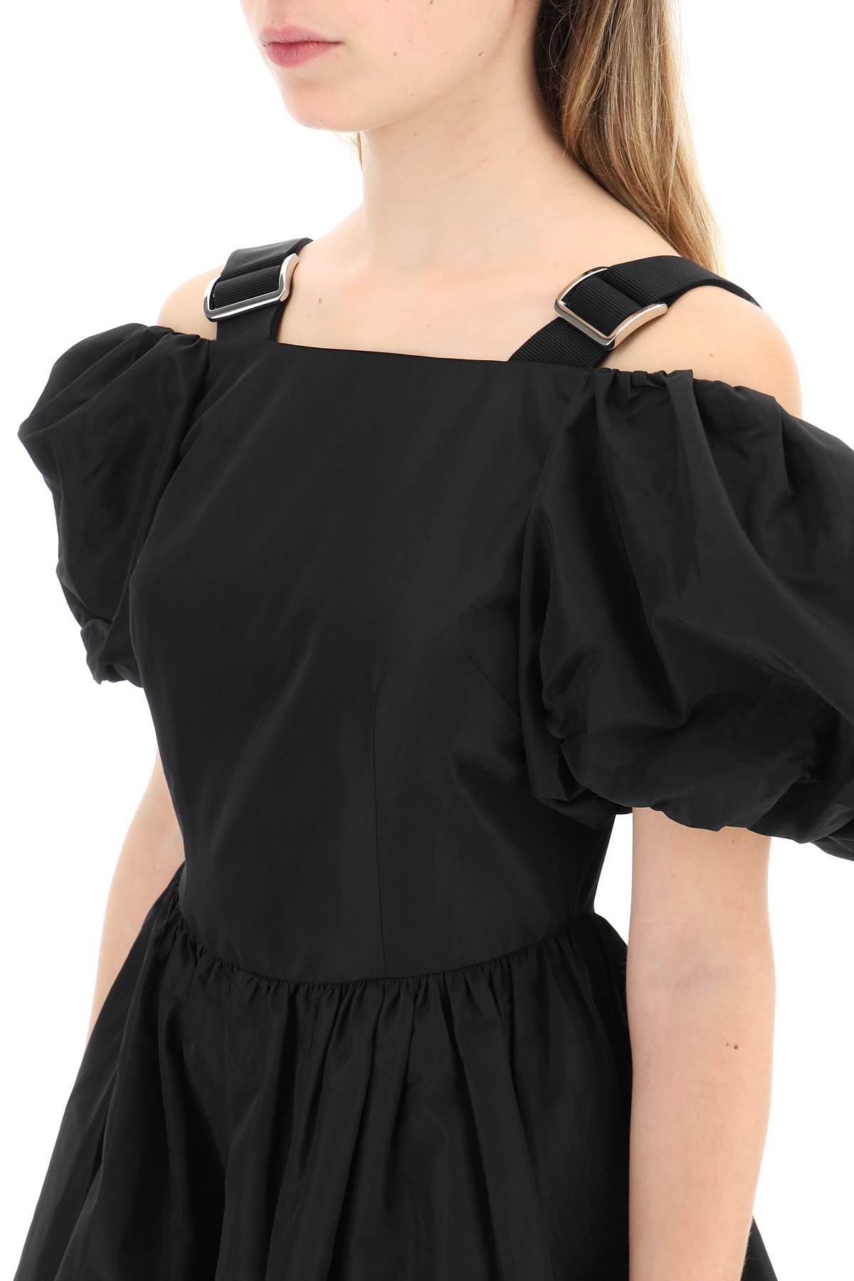Shop Simone Rocha Off-the-shoulder Taffeta Mini Dress With Slider Straps In Black