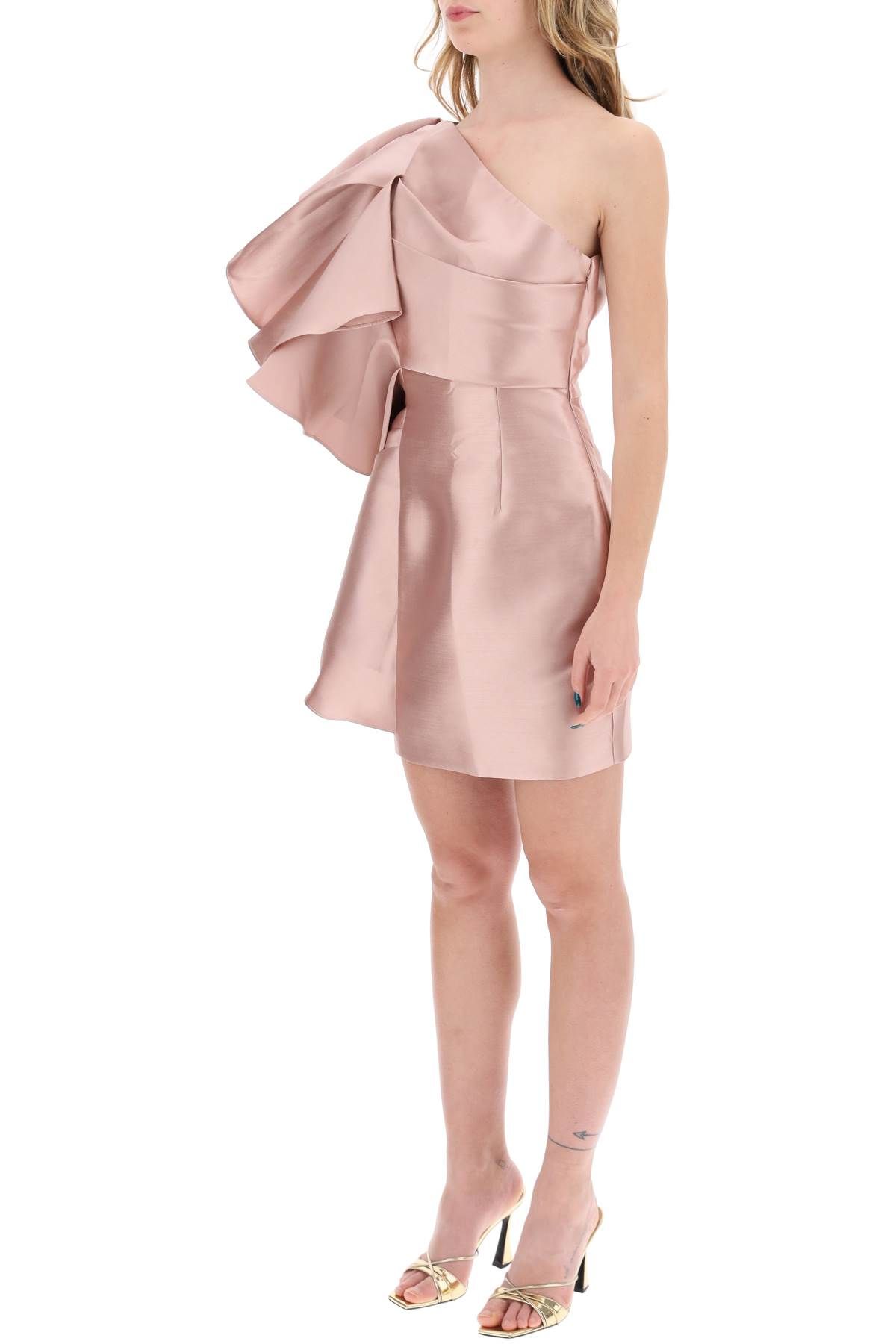 Shop Solace London "rio Mini Dress With Draped Panel In Pink