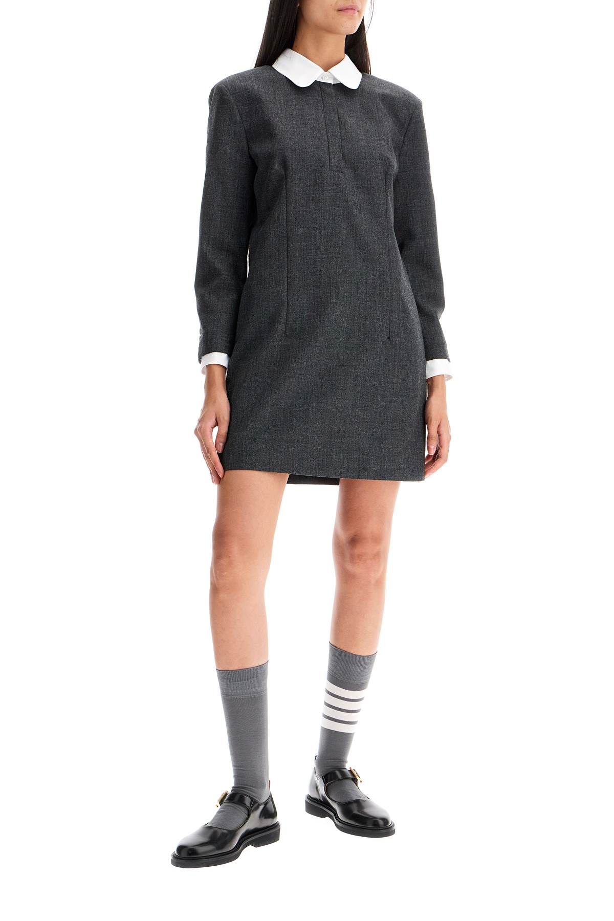 Shop Thom Browne Mini Wool Sheath Dress In Tube Style In Grey