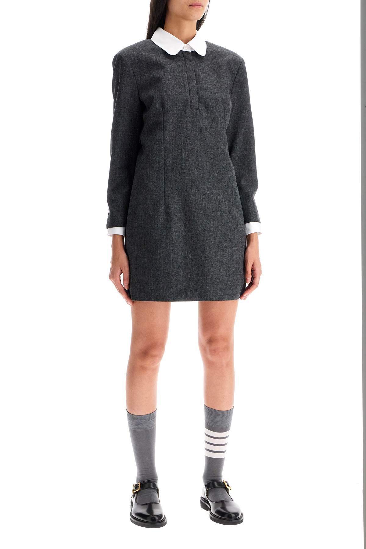 Shop Thom Browne Mini Wool Sheath Dress In Tube Style In Grey