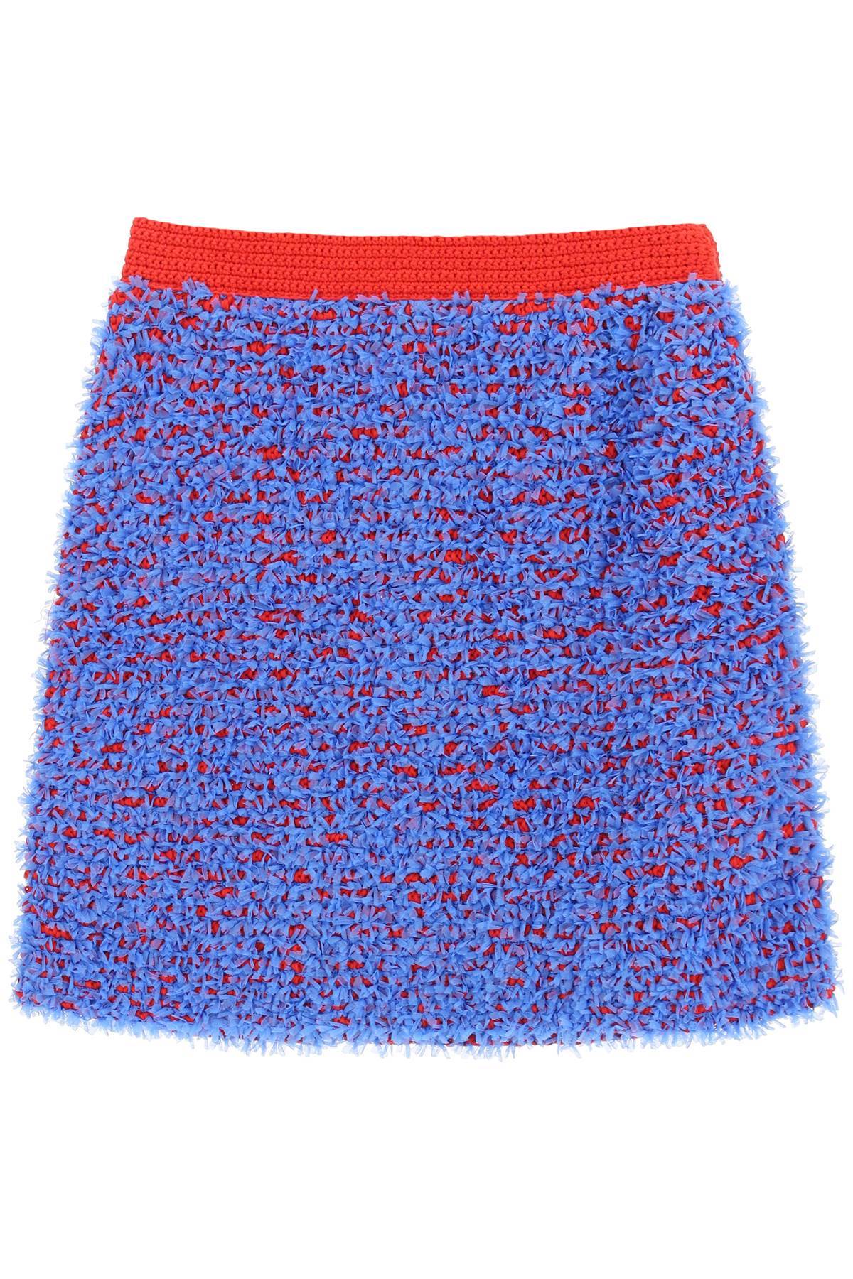 Shop Tory Burch Confetti Tweed Mini Skirt In Red,light Blue