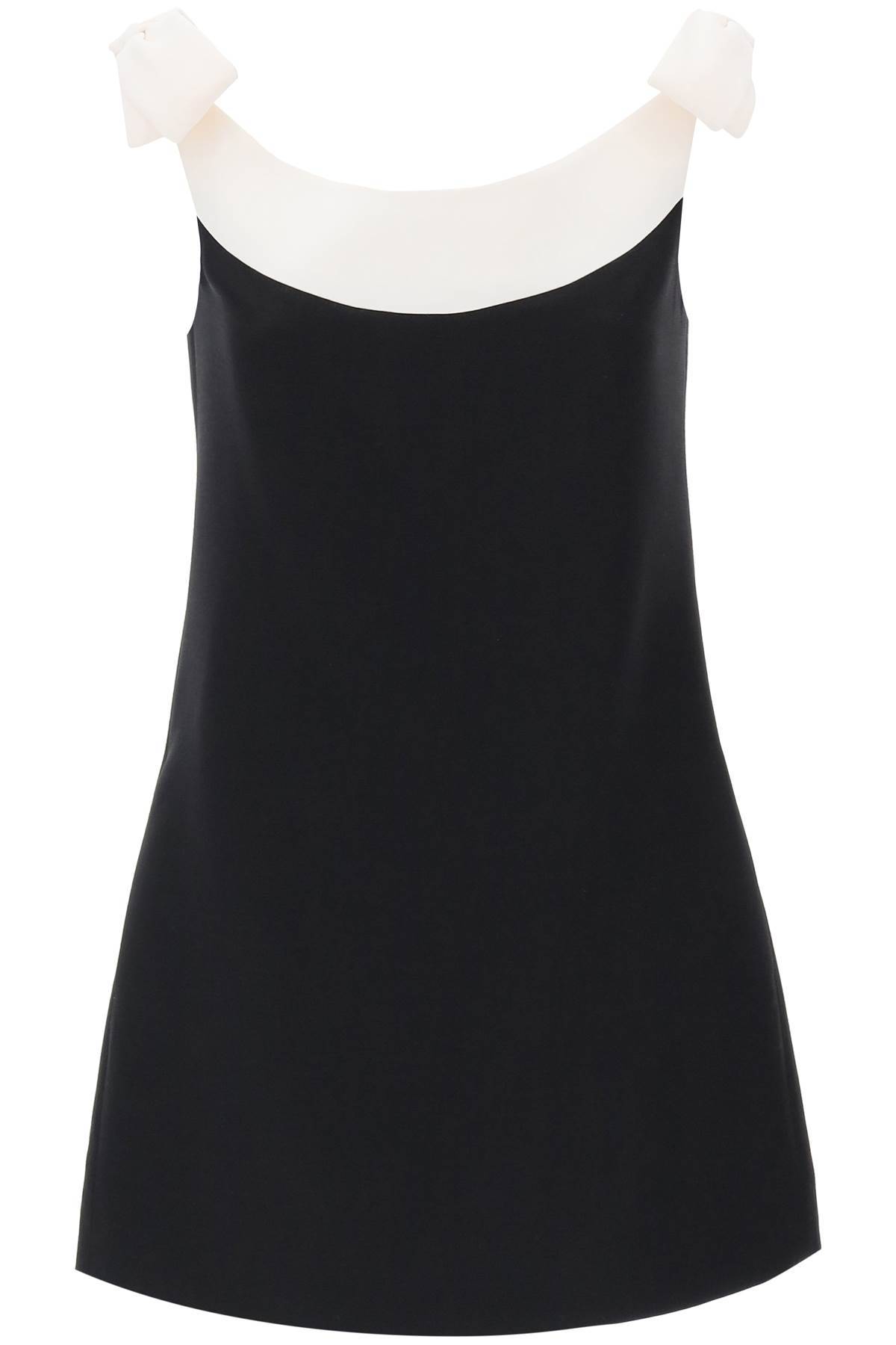 Shop Valentino Crepe Couture Mini Dress With Bows In Black
