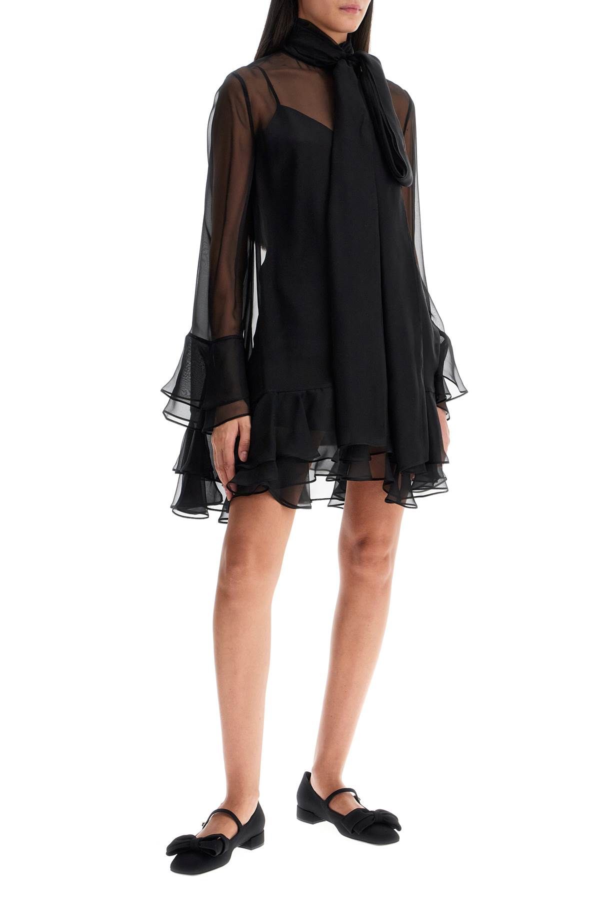 Shop Valentino Mini Silk Chiffon Dress In 9 In Black