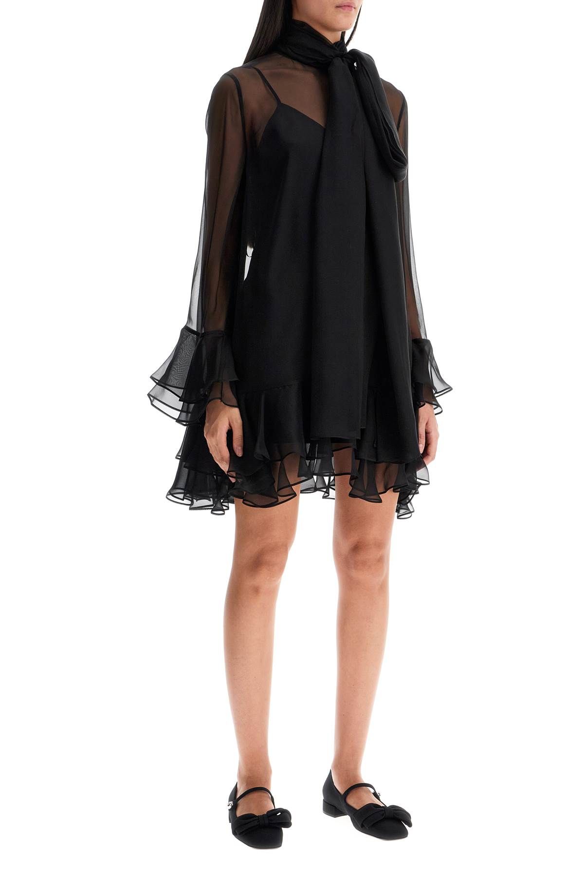 Shop Valentino Mini Silk Chiffon Dress In 9 In Black