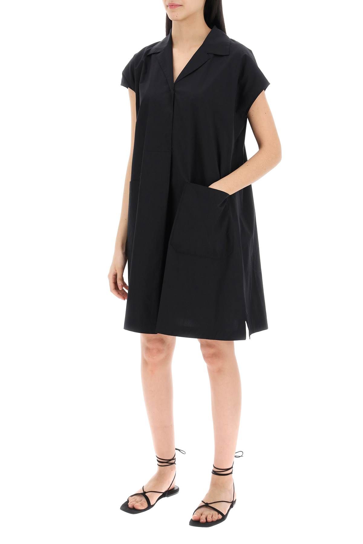Shop Weekend Max Mara 'benny' Short Poplin Dress In Black