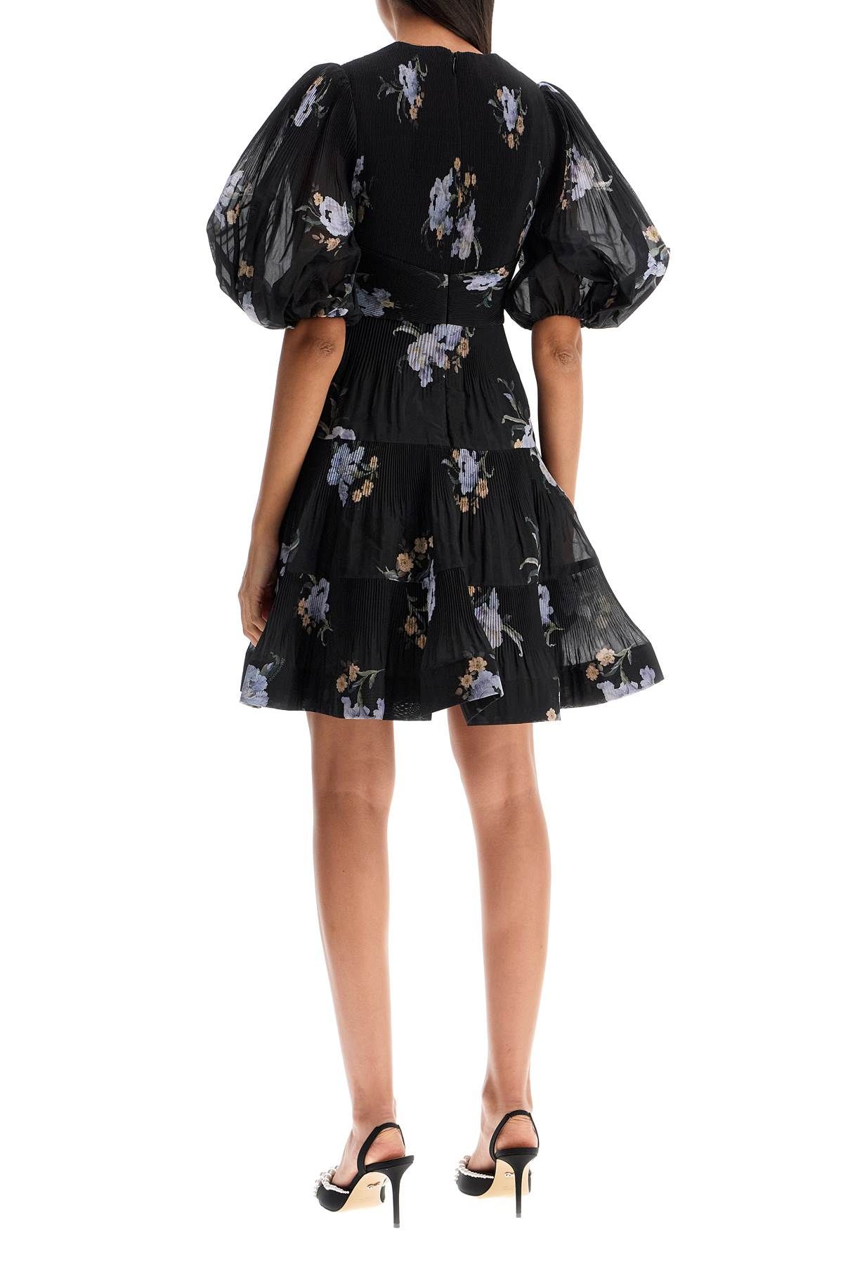 Shop Zimmermann Pleated Organza Mini Dress In Black