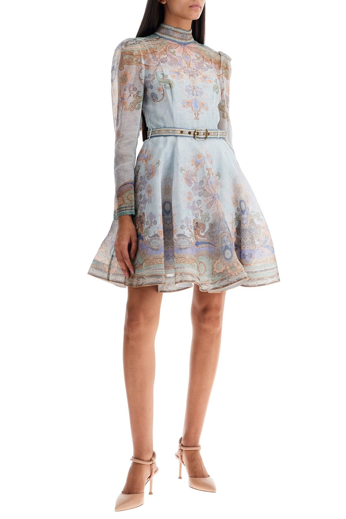 Shop Zimmermann Eden Mini Dress With Belt In Light Blue