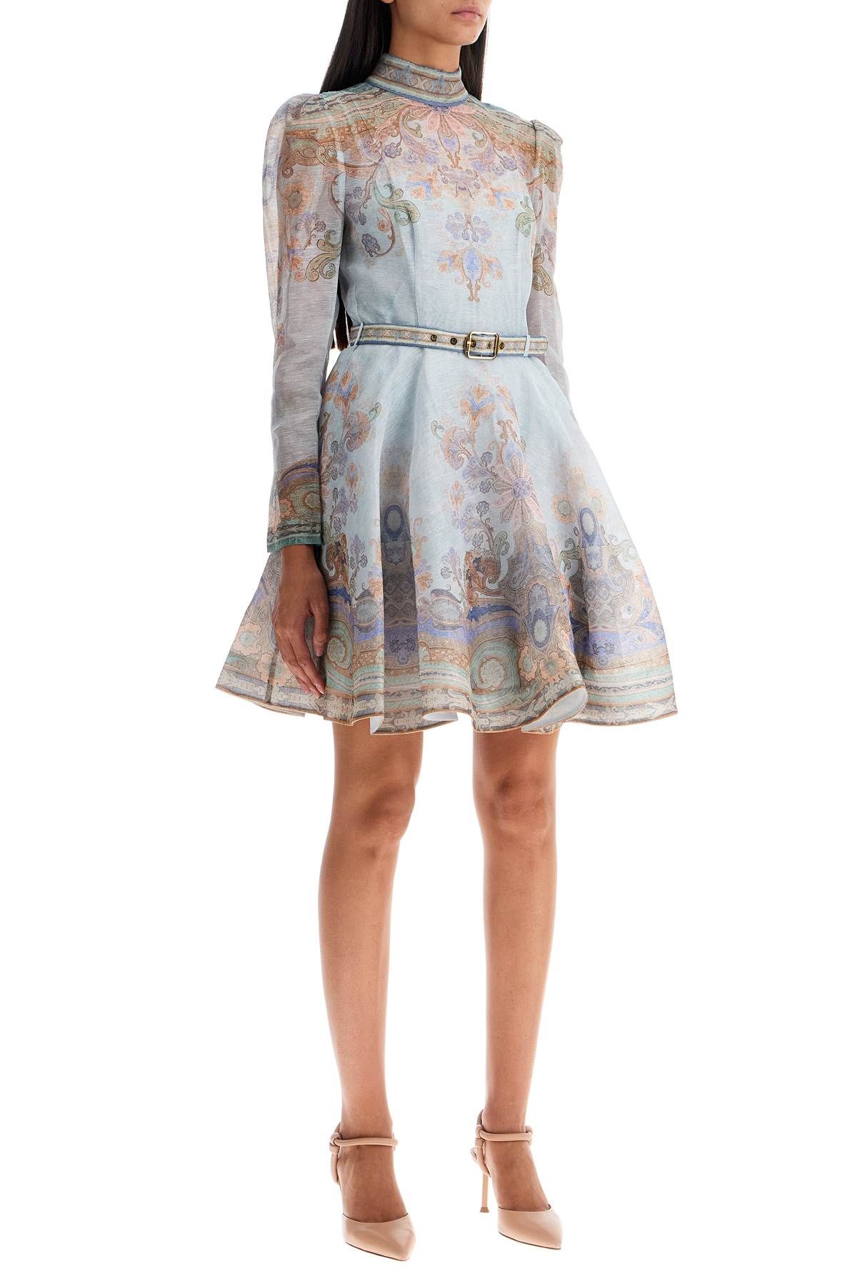 Shop Zimmermann Eden Mini Dress With Belt In Light Blue