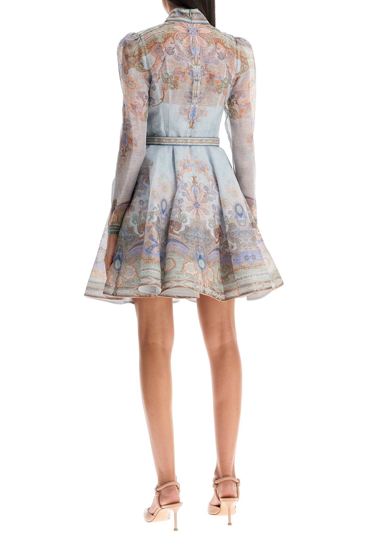 Shop Zimmermann Eden Mini Dress With Belt In Light Blue