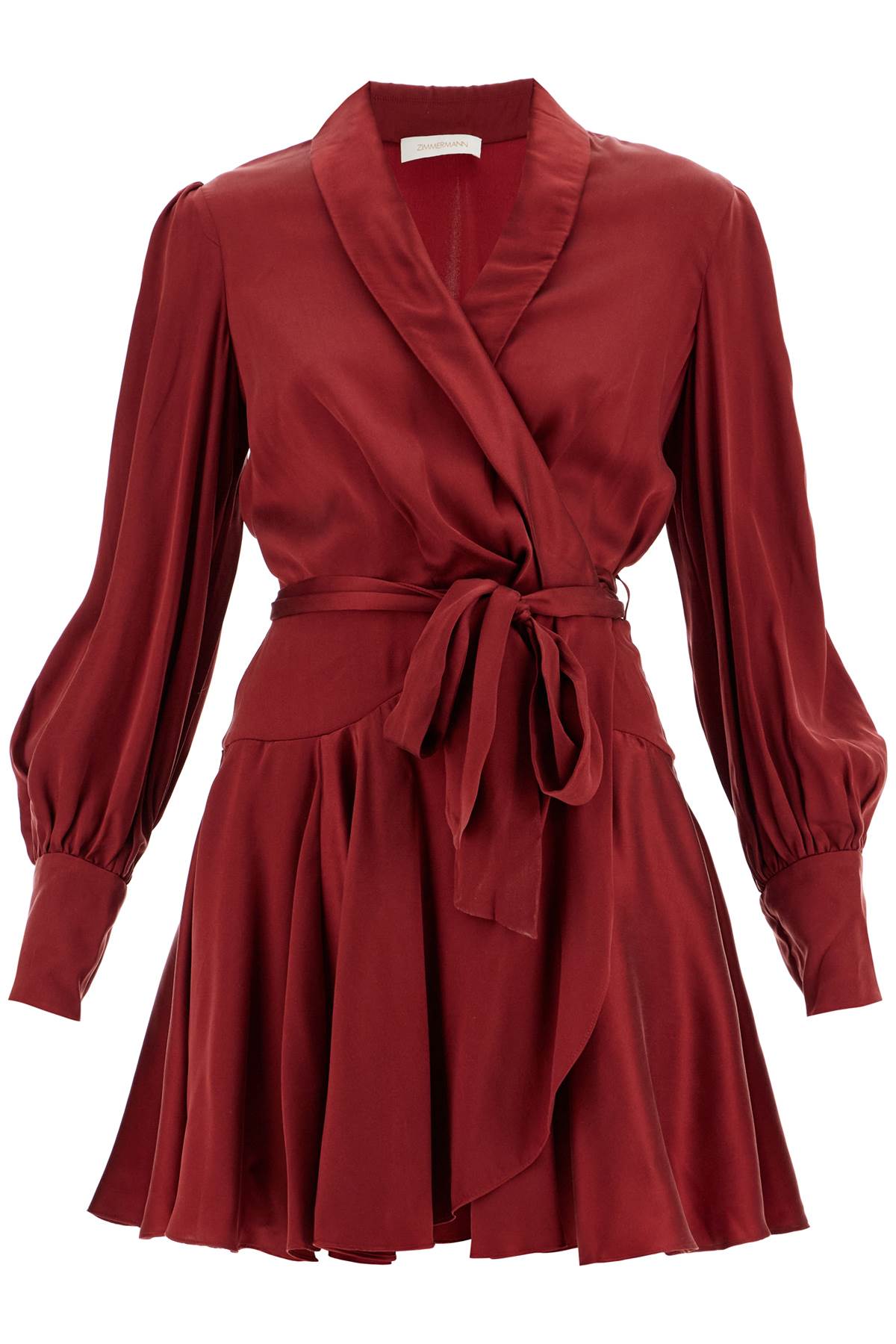 Shop Zimmermann Silk Wrap Mini Dress With Nine Words In Red