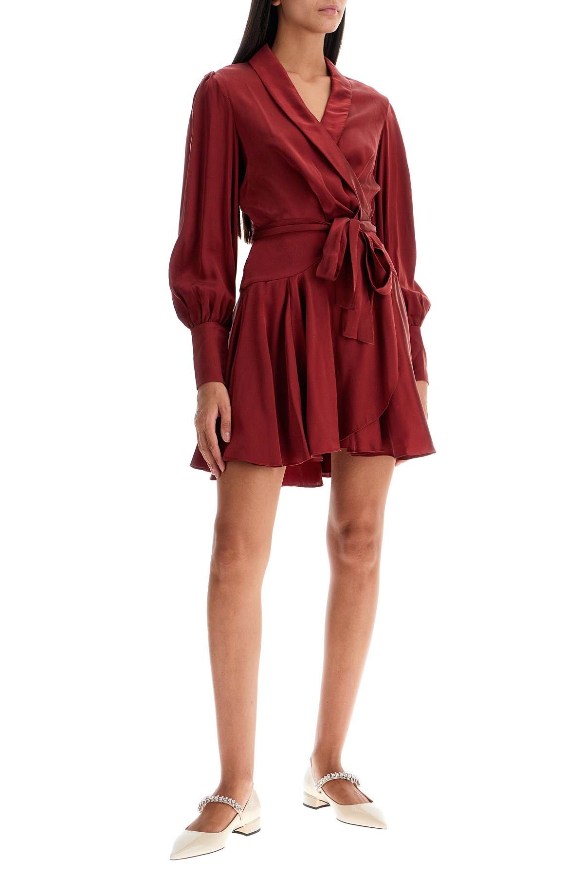 Shop Zimmermann Silk Wrap Mini Dress With Nine Words In Red