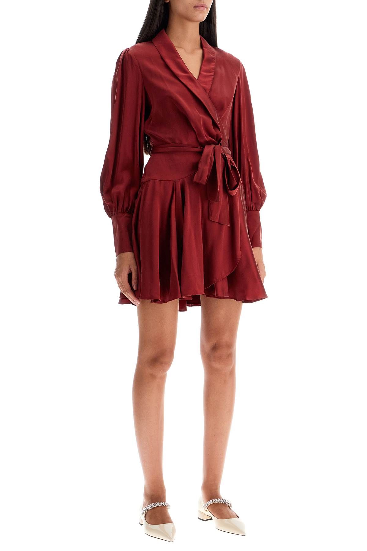 Shop Zimmermann Silk Wrap Mini Dress With Nine Words In Red