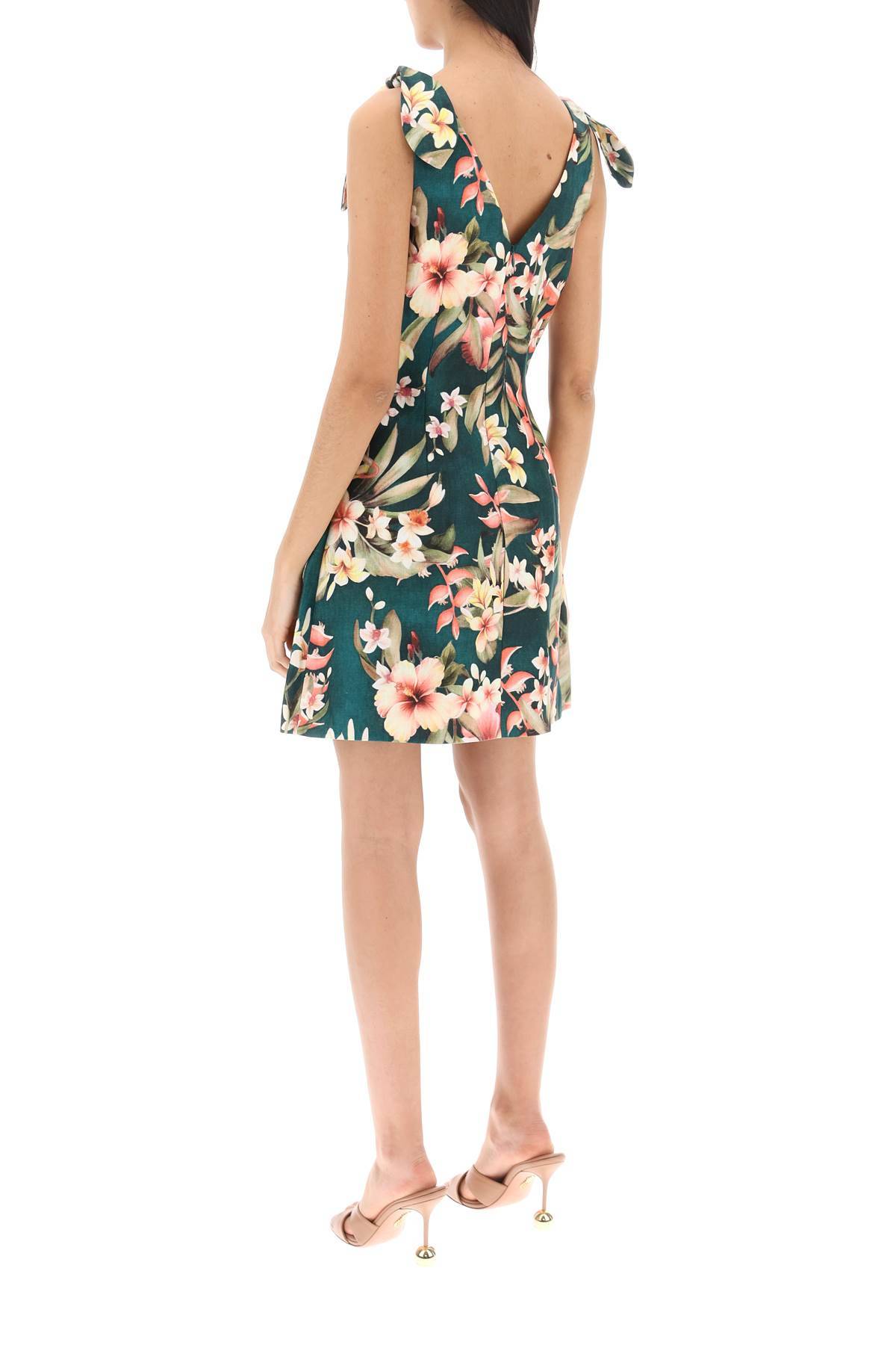 Shop Zimmermann Lexi Tie Mini Floral Dress In Green