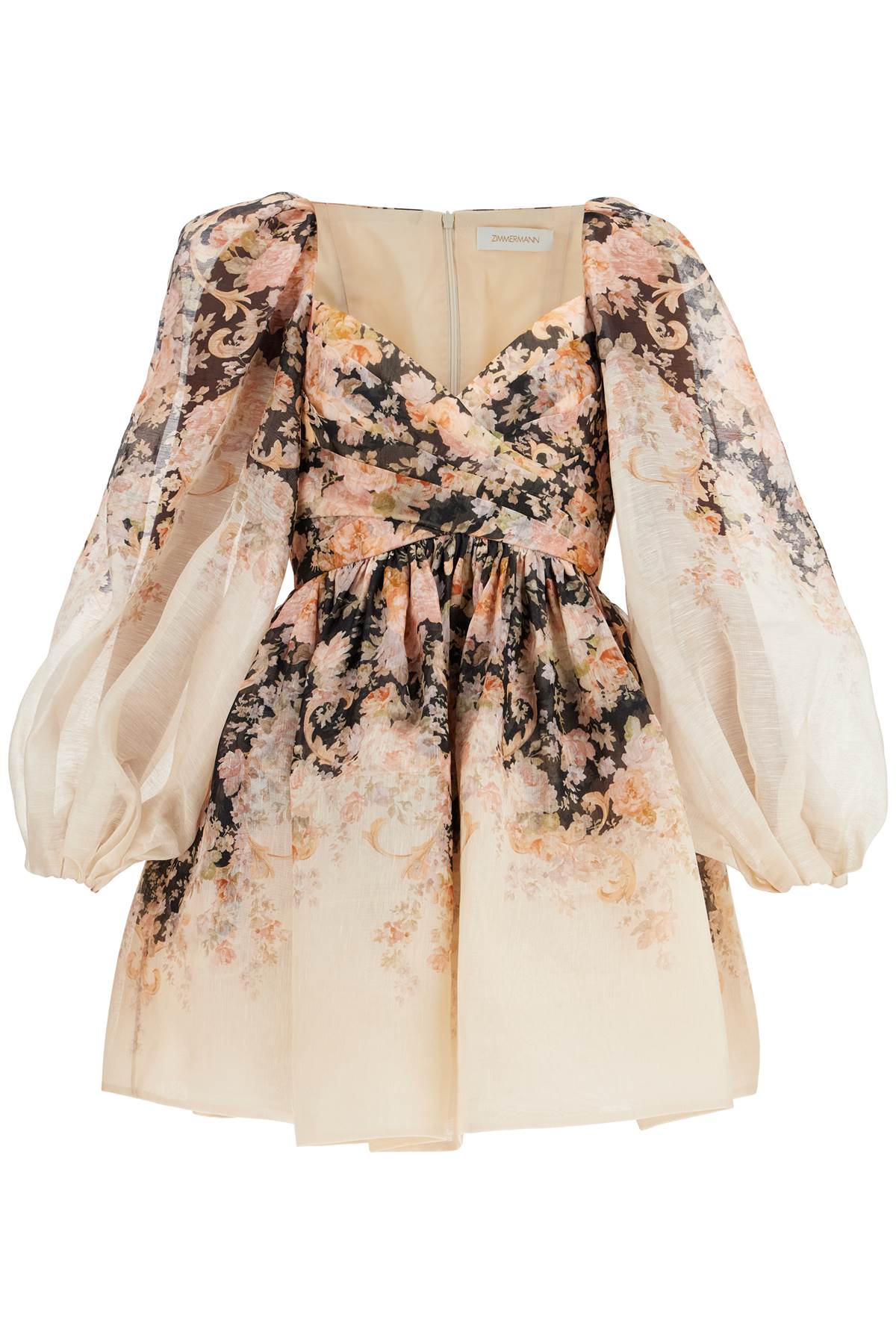 Shop Zimmermann Floral Mini Dress Illustr In White