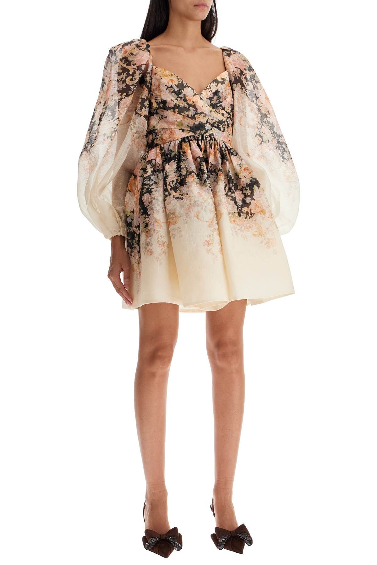 Shop Zimmermann Floral Mini Dress Illustr In White