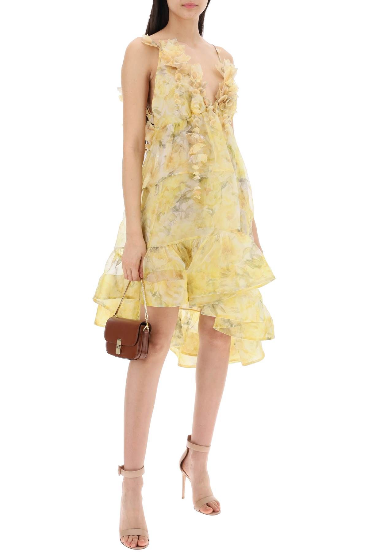 Shop Zimmermann Asymmetric Mini Dress In Yellow