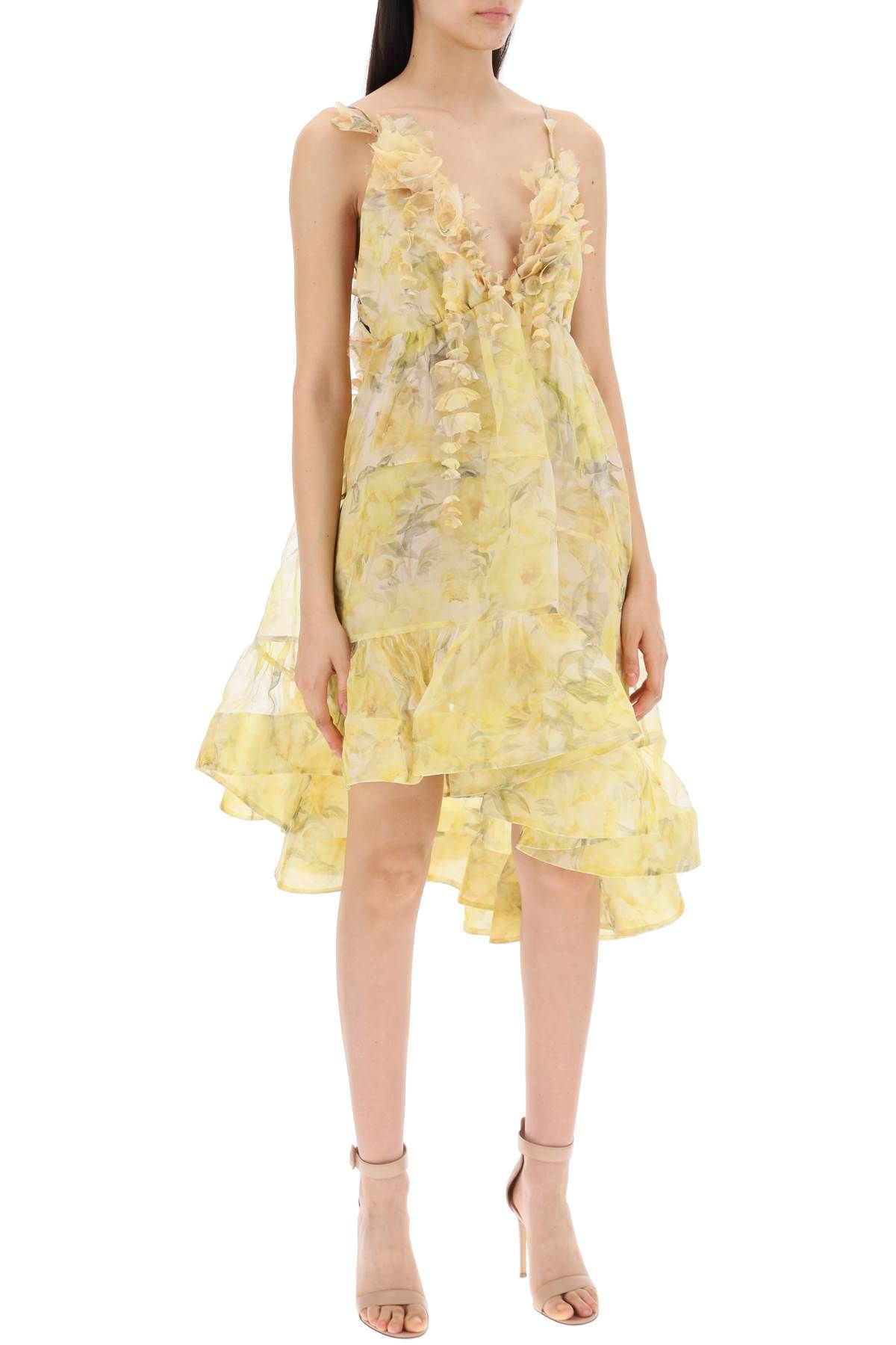 Shop Zimmermann Asymmetric Mini Dress In Yellow