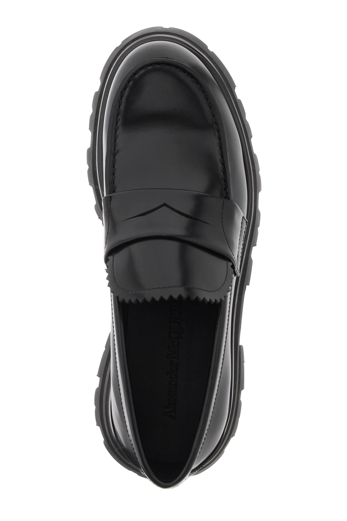 Shop Alexander Mcqueen Brushed Leather Wander Loafers In Black