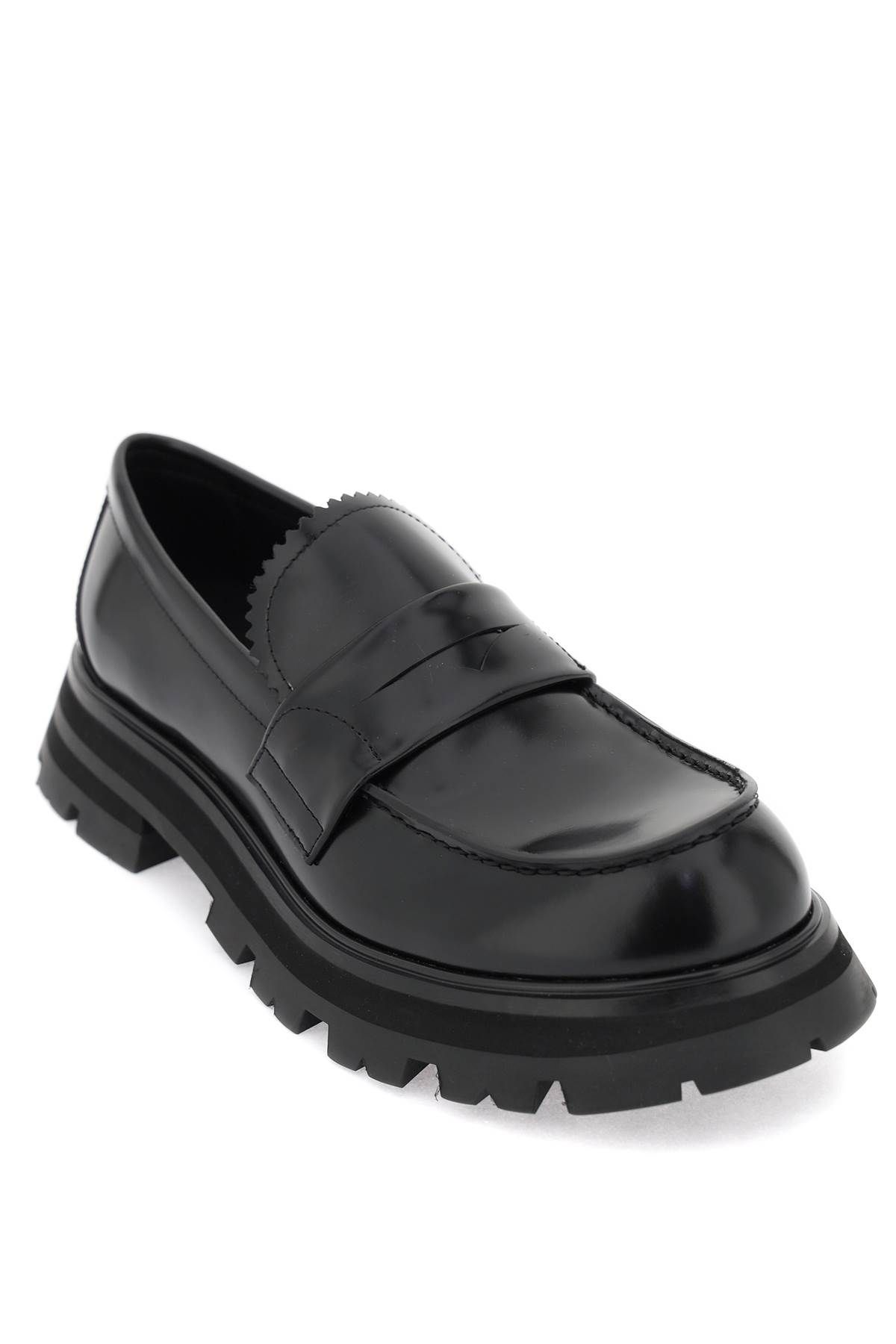 Shop Alexander Mcqueen Brushed Leather Wander Loafers In Black