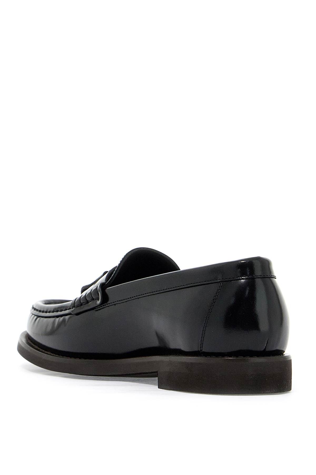 Shop Brunello Cucinelli Minimal Shiny Tassel Calfskin Lo In Black