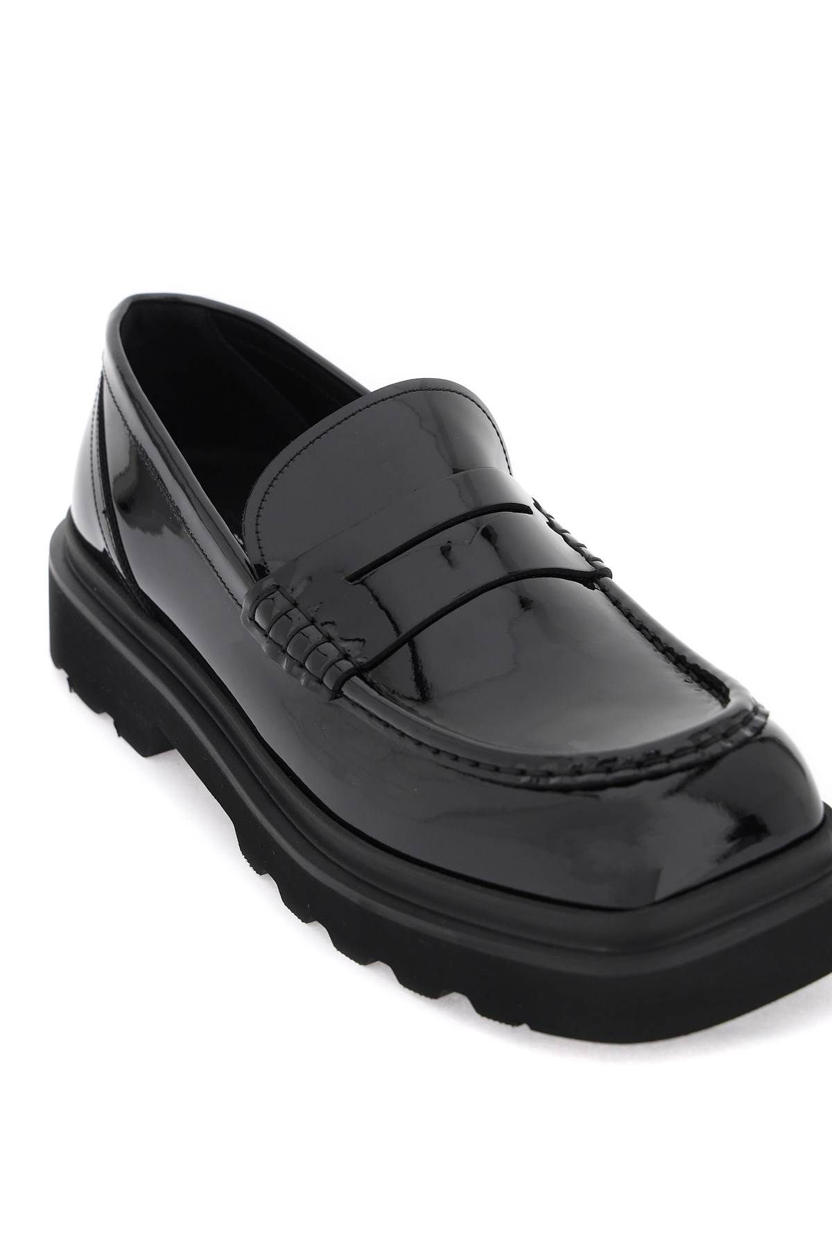 Shop Dolce & Gabbana Patent Leather Mocassins In Black