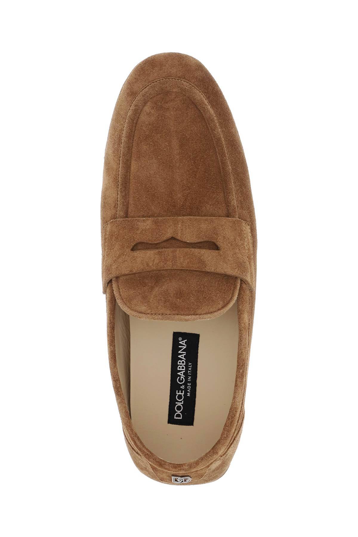 Shop Dolce & Gabbana Calf Suede Driver Shoe In Brown