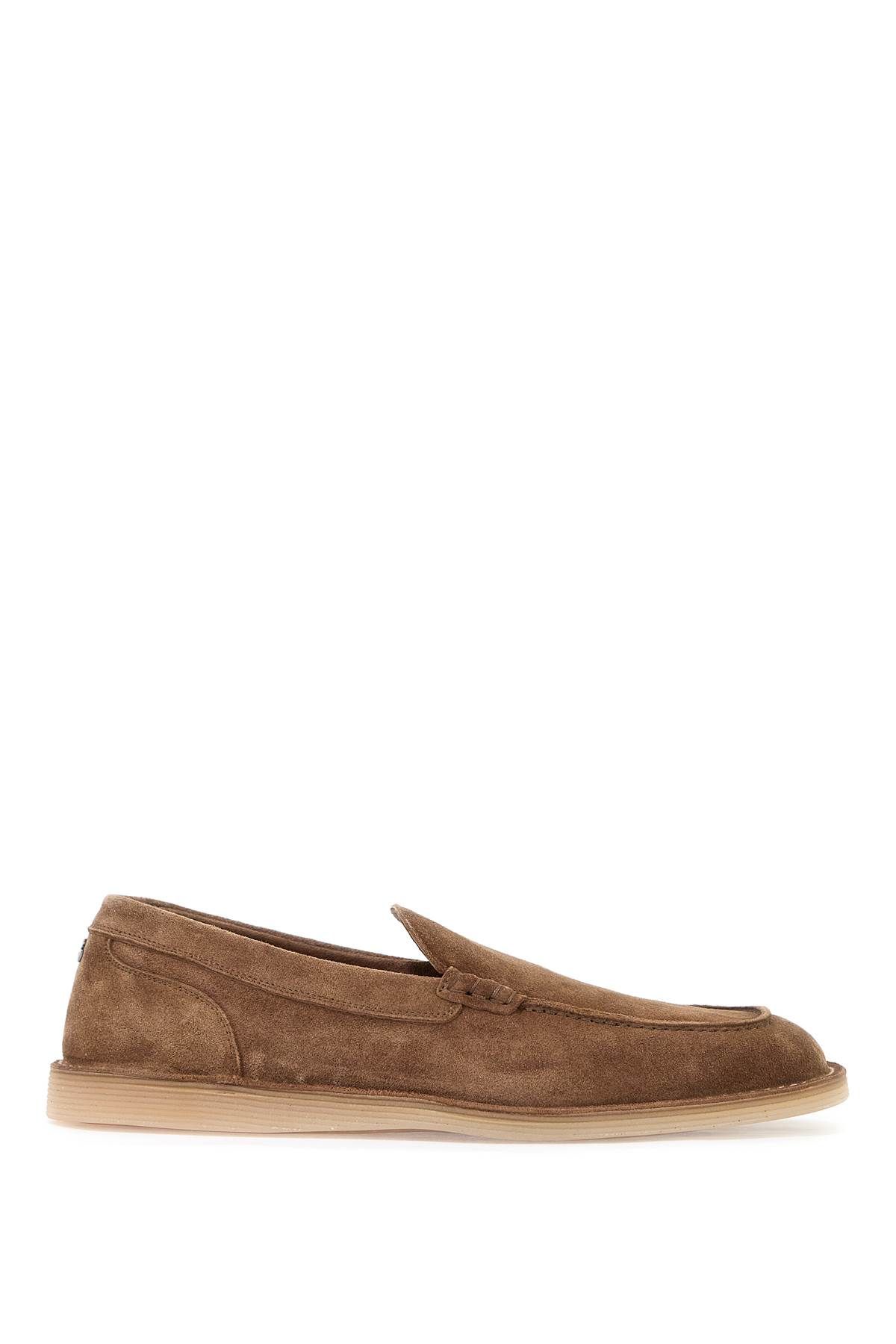 Shop Dolce & Gabbana Suede Leather Moccas In Brown