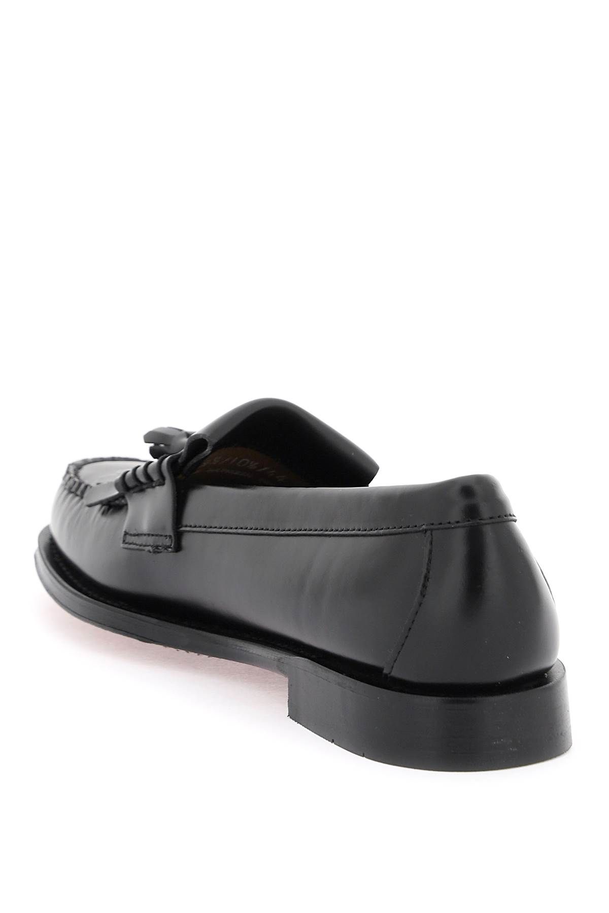 Shop Gh Bass Esther Kiltie Weejuns Loafers In Brushed Leather In Black