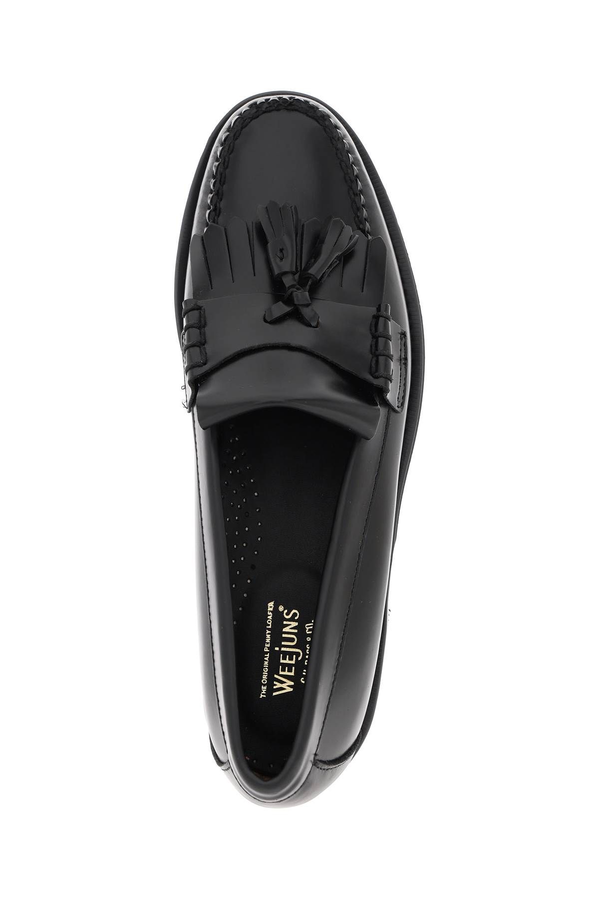 Shop Gh Bass Esther Kiltie Weejuns Loafers In Brushed Leather In Black